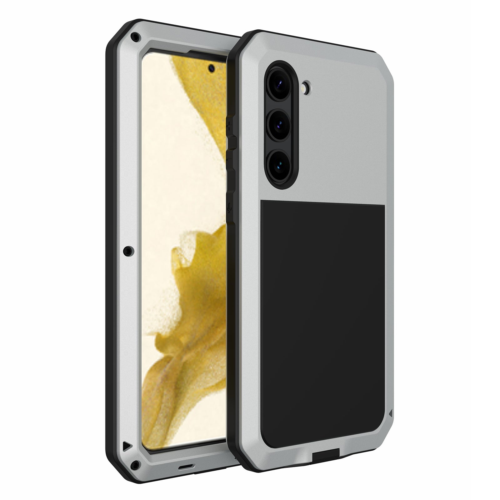 For Samsung Galaxy S23 Silicone Metal Mobile Phone Case Anti-scratch Protective Phone Back Cover with Tempered Glass Film For Samsung Galaxy S23 Silicone Metal Mobile Phone Case Anti-scratch Protective Phone Back Cover with Tempered Glass Film